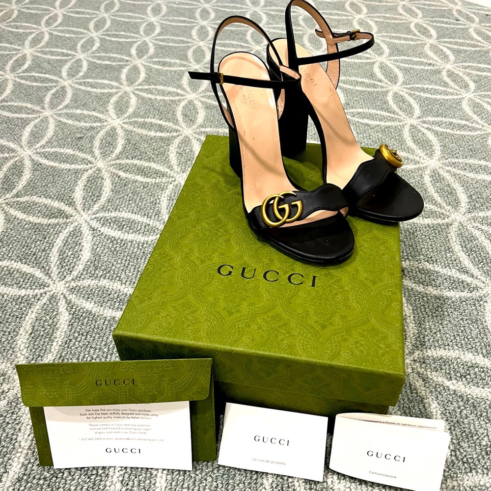 Gucci Double-G Leather High Heel Sandal